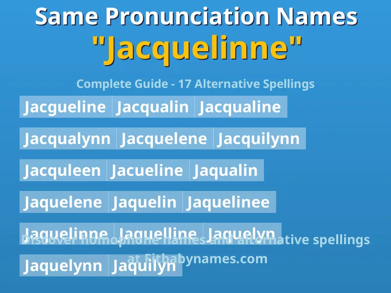 Infographic: Jacquelinne same pronunciation names, similar names, and homophone names