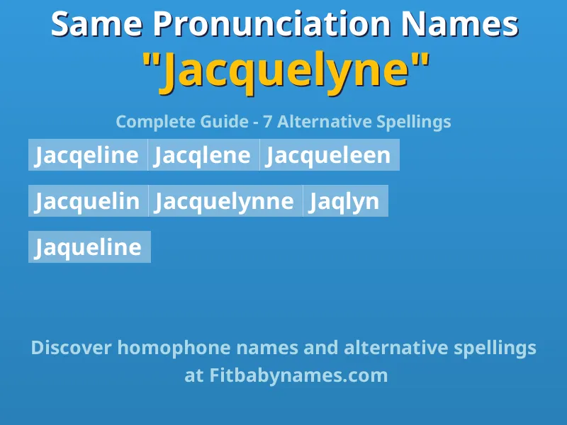 Infographic: Jacquelyne same pronunciation names, similar names, and homophone names