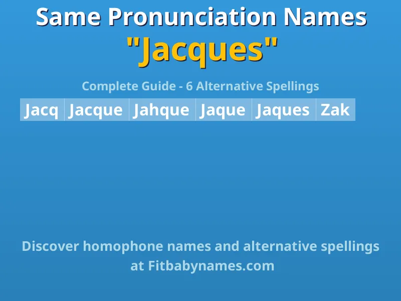 Infographic: Jacques same pronunciation names, similar names, and homophone names