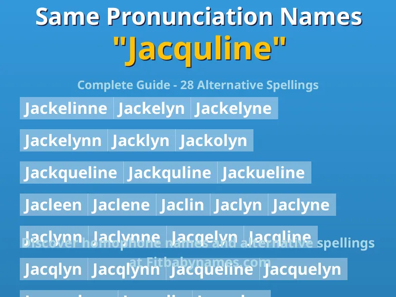 Infographic: Jacquline same pronunciation names, similar names, and homophone names