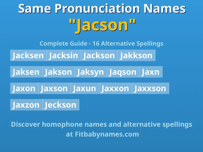 Infographic: Jacson same pronunciation names, similar names, and homophone names