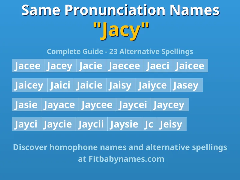 Infographic: Jacy same pronunciation names, similar names, and homophone names
