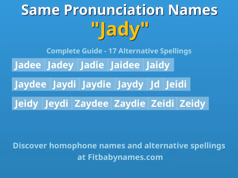 Infographic: Jady same pronunciation names, similar names, and homophone names