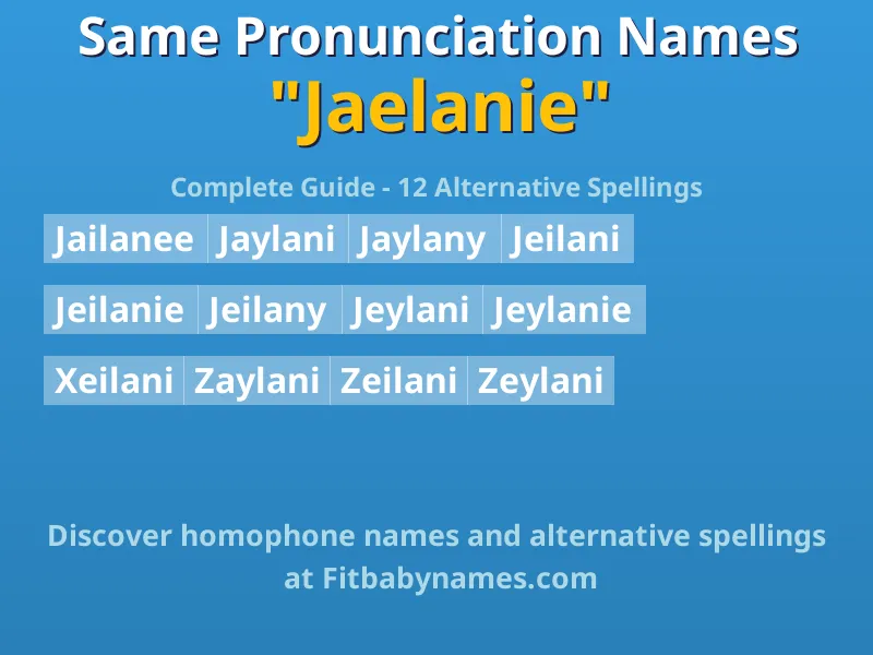 Infographic: Jaelanie same pronunciation names, similar names, and homophone names
