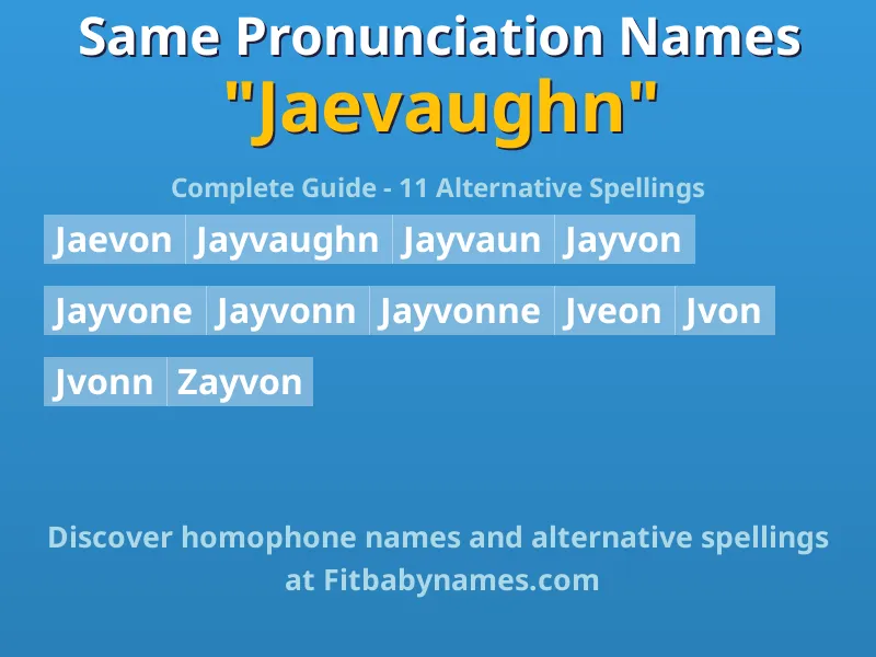 Infographic: Jaevaughn same pronunciation names, similar names, and homophone names