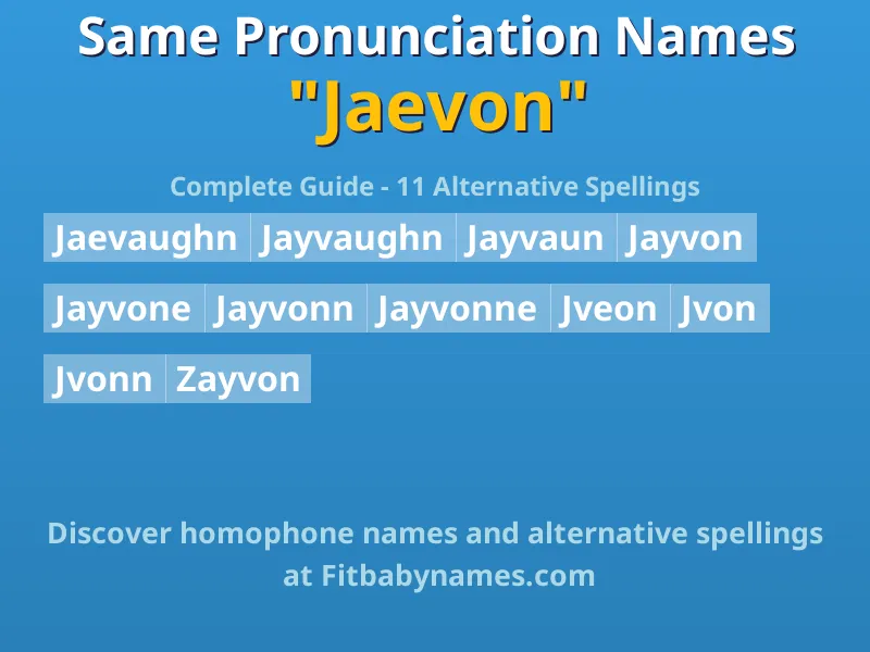 Infographic: Jaevon same pronunciation names, similar names, and homophone names