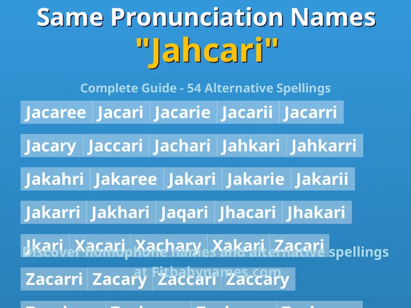 Infographic: Jahcari same pronunciation names, similar names, and homophone names