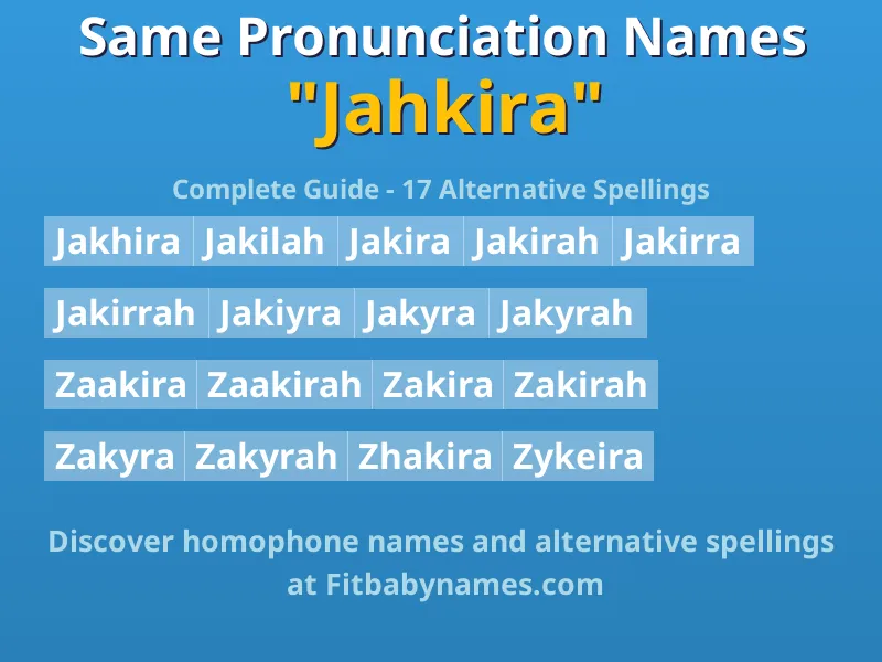 Infographic: Jahkira same pronunciation names, similar names, and homophone names
