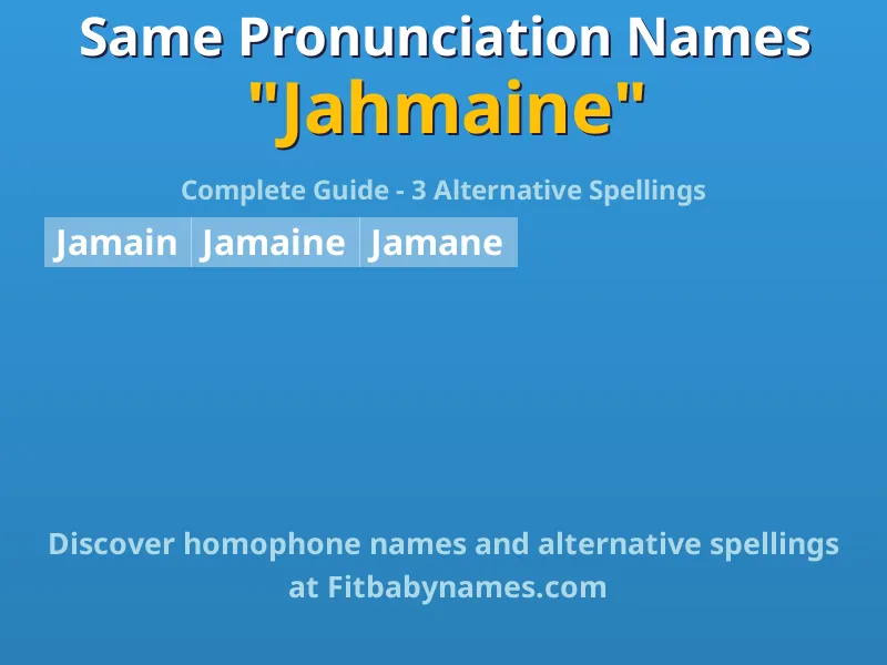 Infographic: Jahmaine same pronunciation names, similar names, and homophone names