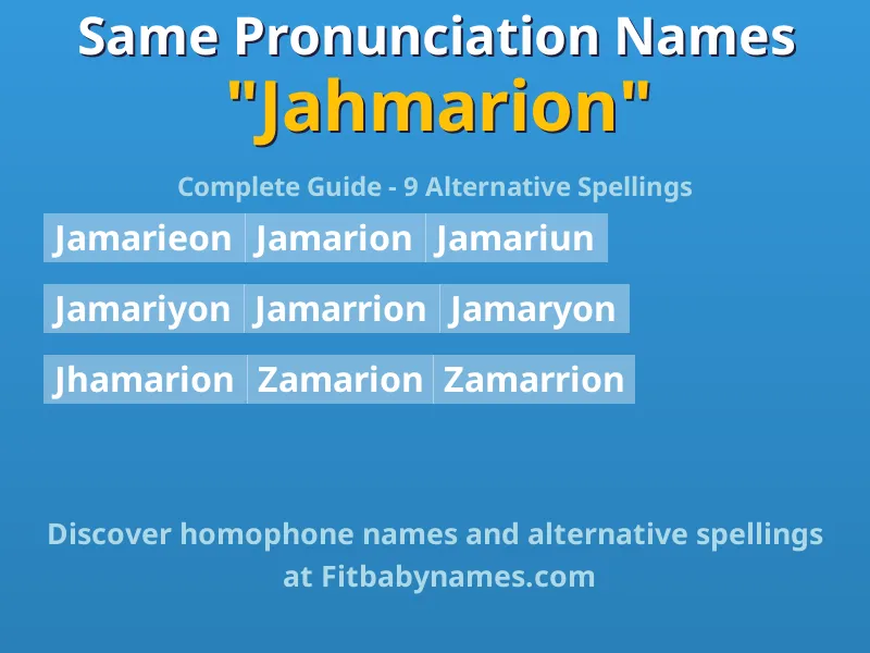 Infographic: Jahmarion same pronunciation names, similar names, and homophone names