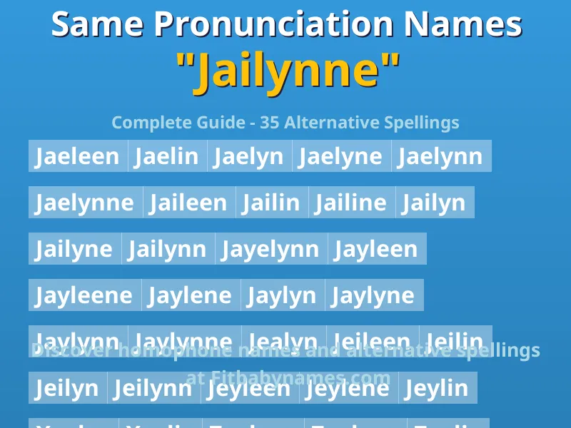 Infographic: Jailynne same pronunciation names, similar names, and homophone names