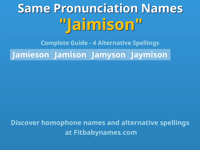 Infographic: Jaimison same pronunciation names, similar names, and homophone names