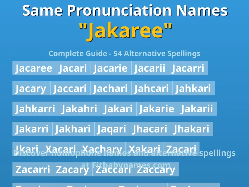 Infographic: Jakaree same pronunciation names, similar names, and homophone names