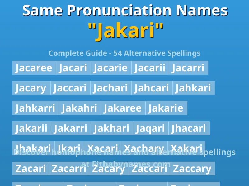 Infographic: Jakari same pronunciation names, similar names, and homophone names