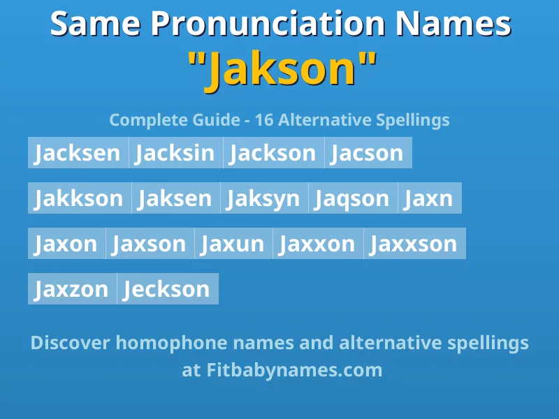 Infographic: Jakson same pronunciation names, similar names, and homophone names