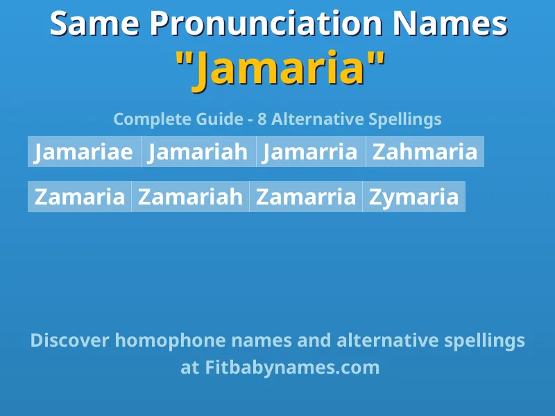 Infographic: Jamaria same pronunciation names, similar names, and homophone names