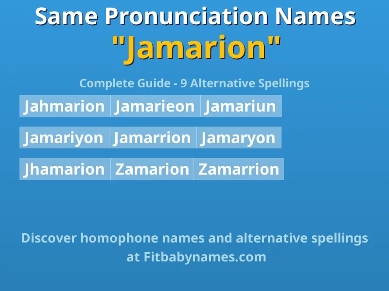 Infographic: Jamarion same pronunciation names, similar names, and homophone names