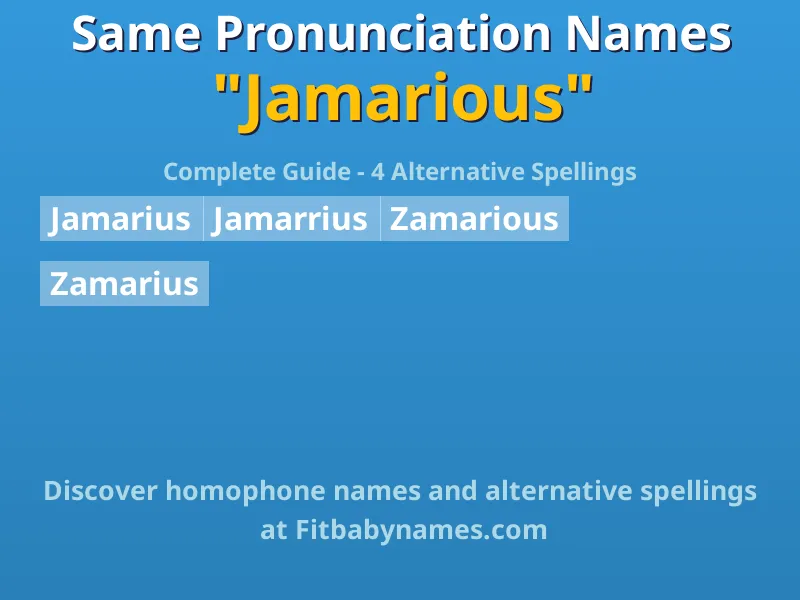 Infographic: Jamarious same pronunciation names, similar names, and homophone names
