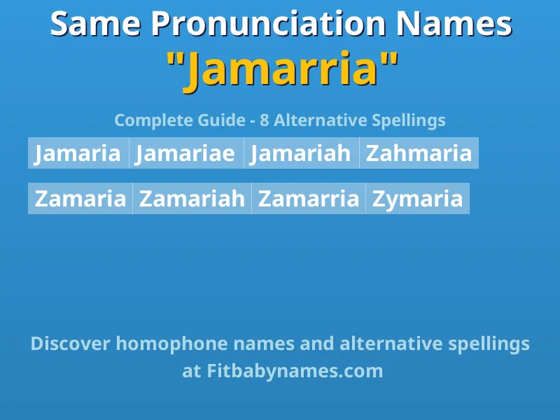 Infographic: Jamarria same pronunciation names, similar names, and homophone names