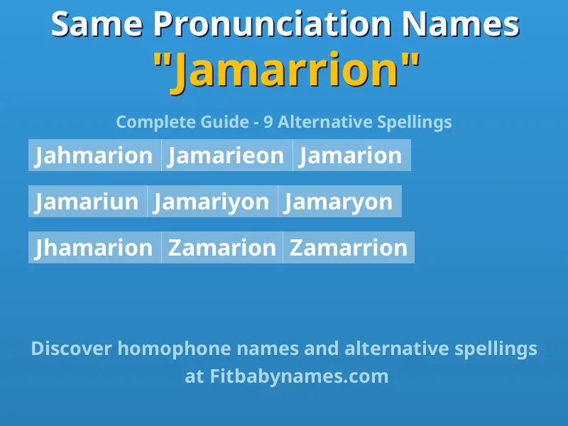 Infographic: Jamarrion same pronunciation names, similar names, and homophone names
