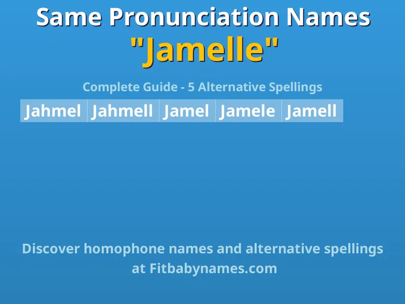 Infographic: Jamelle same pronunciation names, similar names, and homophone names