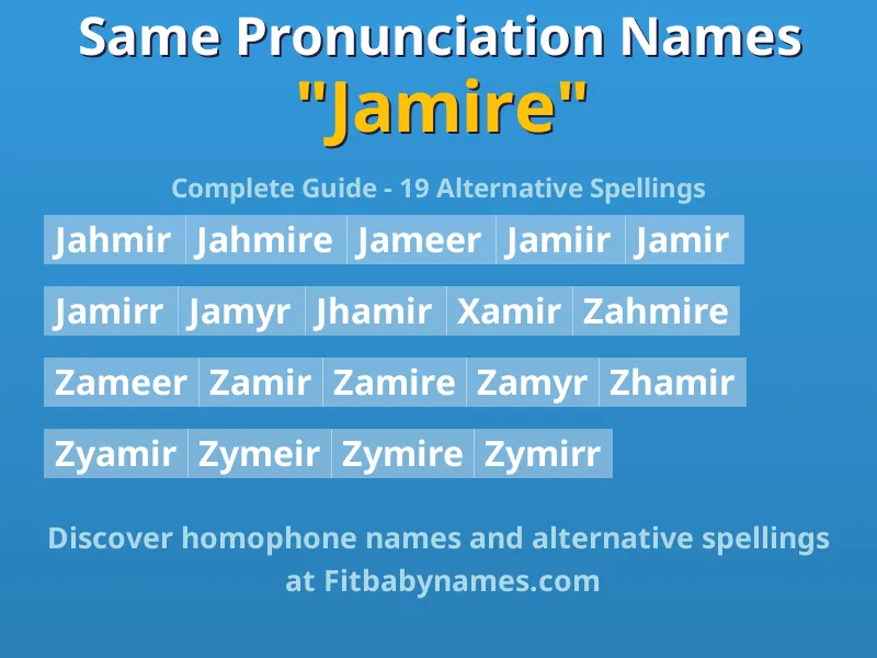 Infographic: Jamire same pronunciation names, similar names, and homophone names