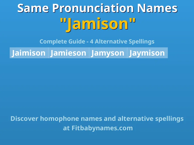 Infographic: Jamison same pronunciation names, similar names, and homophone names