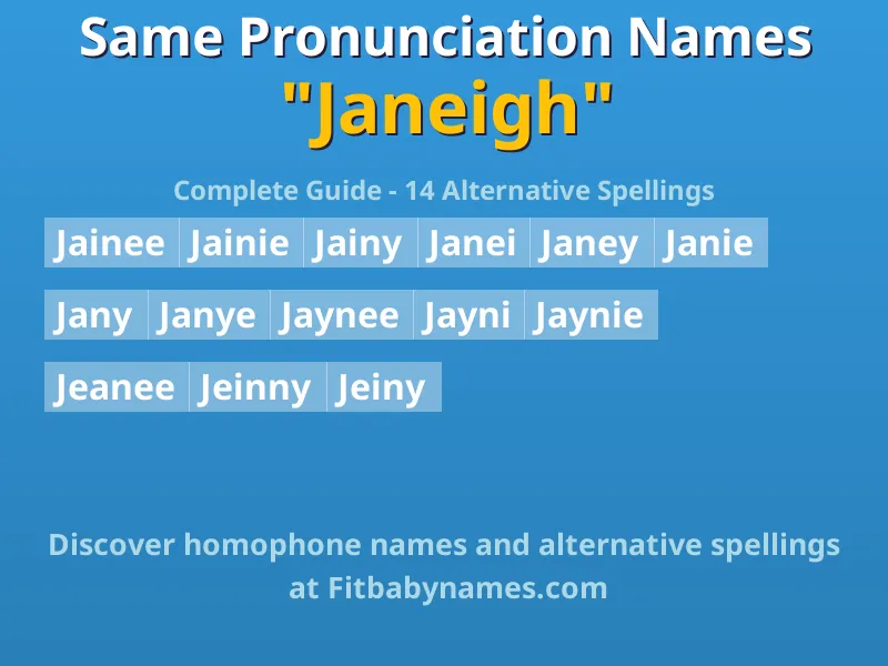 Infographic: Janeigh same pronunciation names, similar names, and homophone names