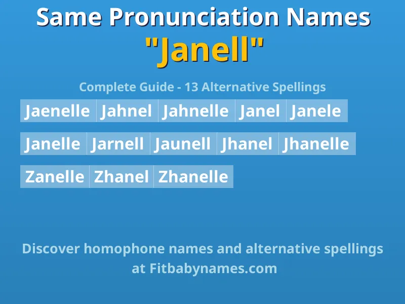 Infographic: Janell same pronunciation names, similar names, and homophone names