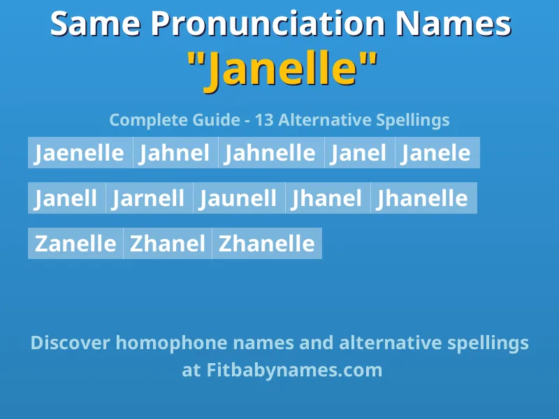 Infographic: Janelle same pronunciation names, similar names, and homophone names