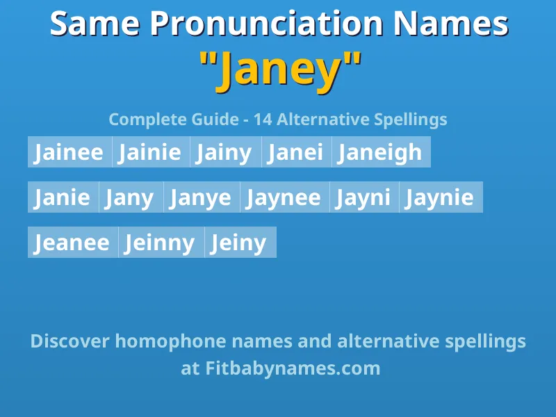 Infographic: Janey same pronunciation names, similar names, and homophone names
