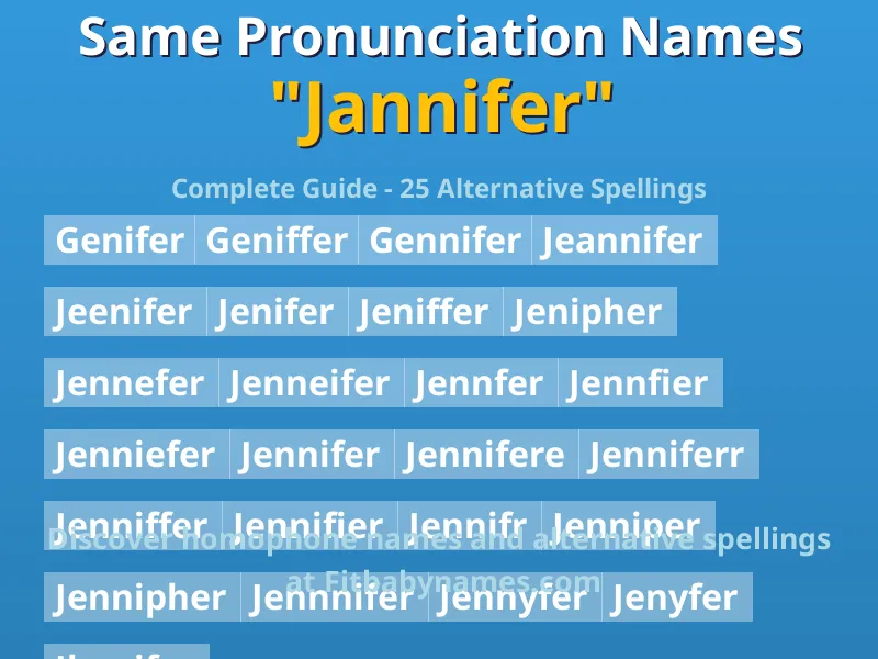 Infographic: Jannifer same pronunciation names, similar names, and homophone names