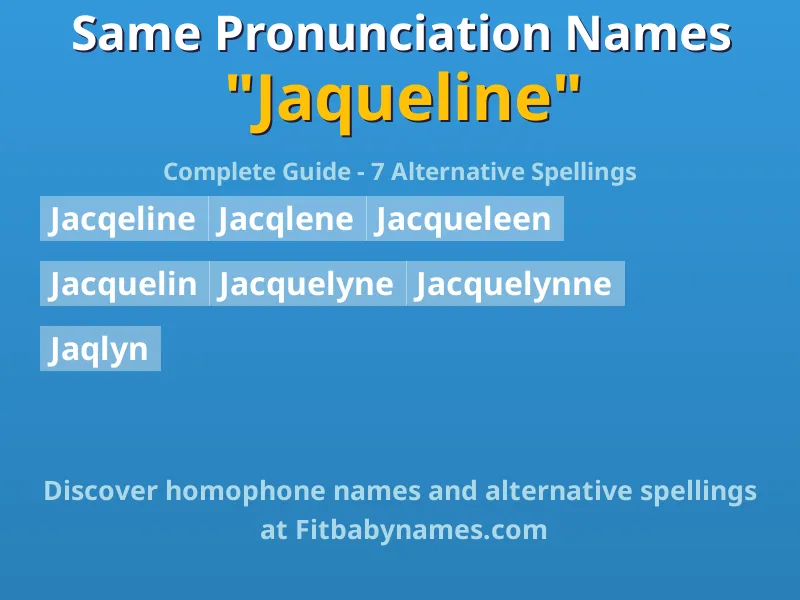 Infographic: Jaqueline same pronunciation names, similar names, and homophone names
