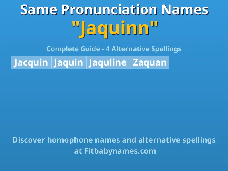 Infographic: Jaquinn same pronunciation names, similar names, and homophone names