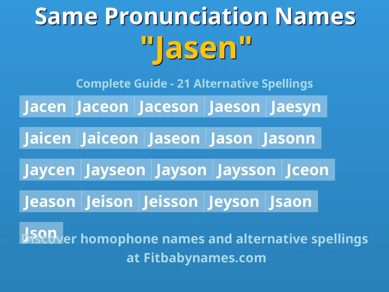 Infographic: Jasen same pronunciation names, similar names, and homophone names