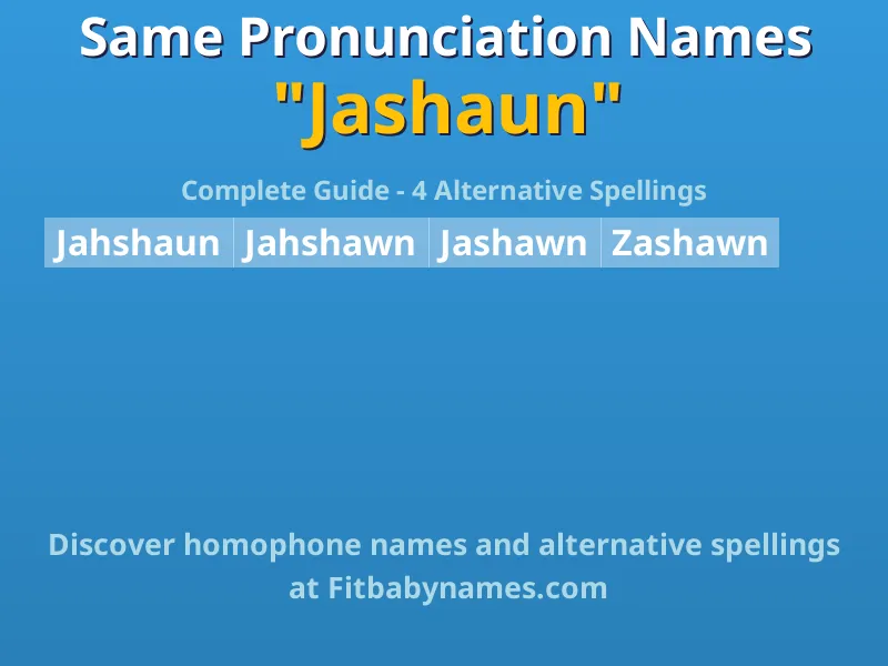 Infographic: Jashaun same pronunciation names, similar names, and homophone names