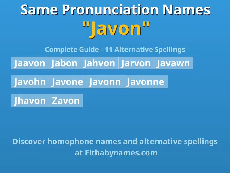 Infographic: Javon same pronunciation names, similar names, and homophone names