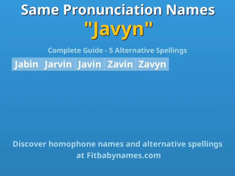 Infographic: Javyn same pronunciation names, similar names, and homophone names