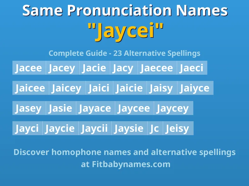 Infographic: Jaycei same pronunciation names, similar names, and homophone names