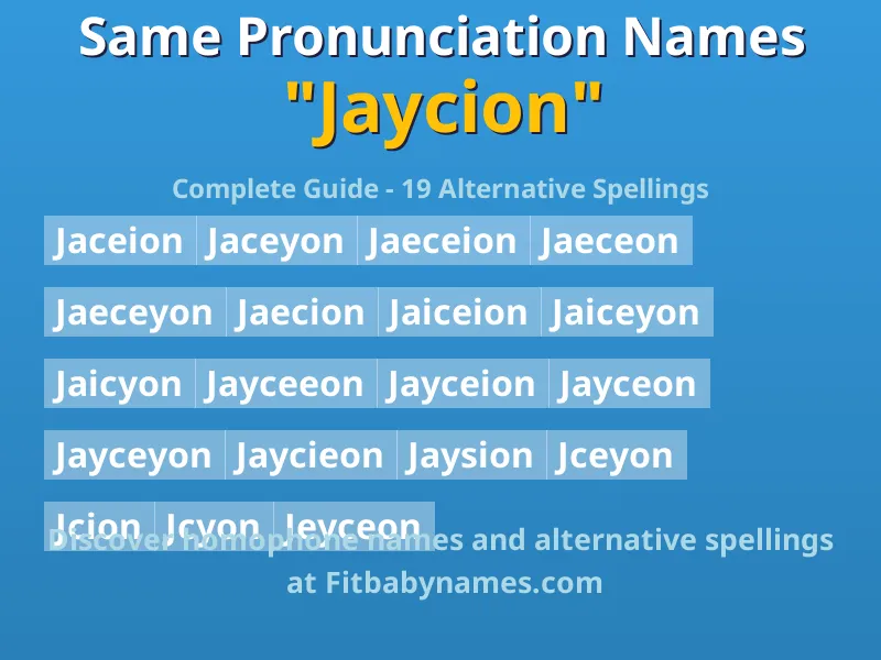 Infographic: Jaycion same pronunciation names, similar names, and homophone names