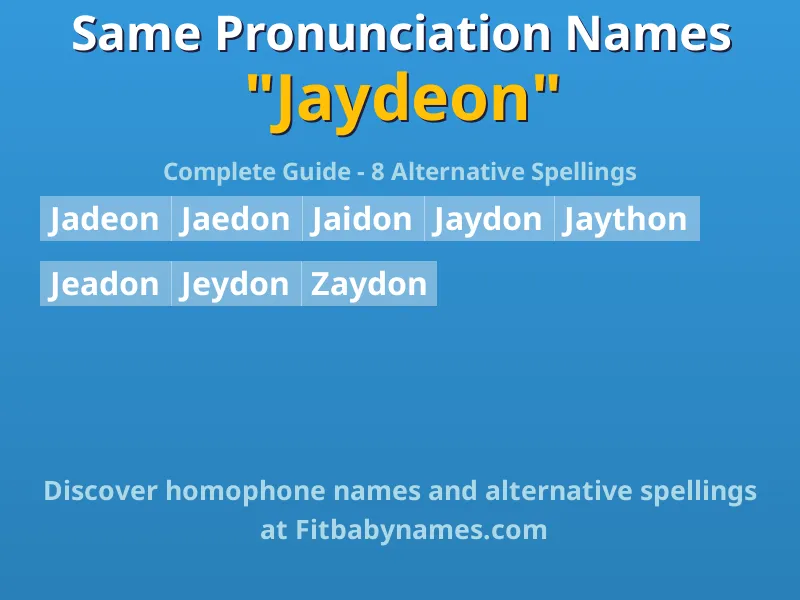 Infographic: Jaydeon same pronunciation names, similar names, and homophone names