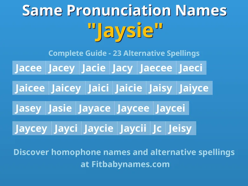 Infographic: Jaysie same pronunciation names, similar names, and homophone names
