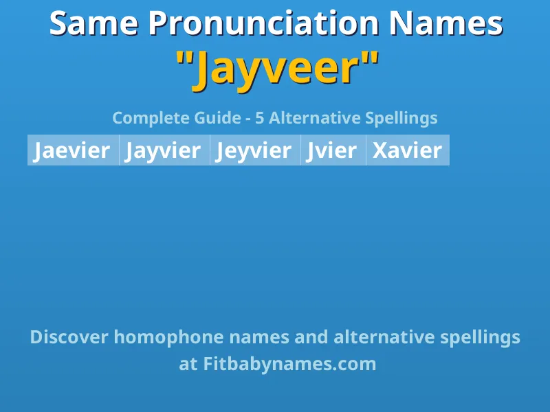 Infographic: Jayveer same pronunciation names, similar names, and homophone names