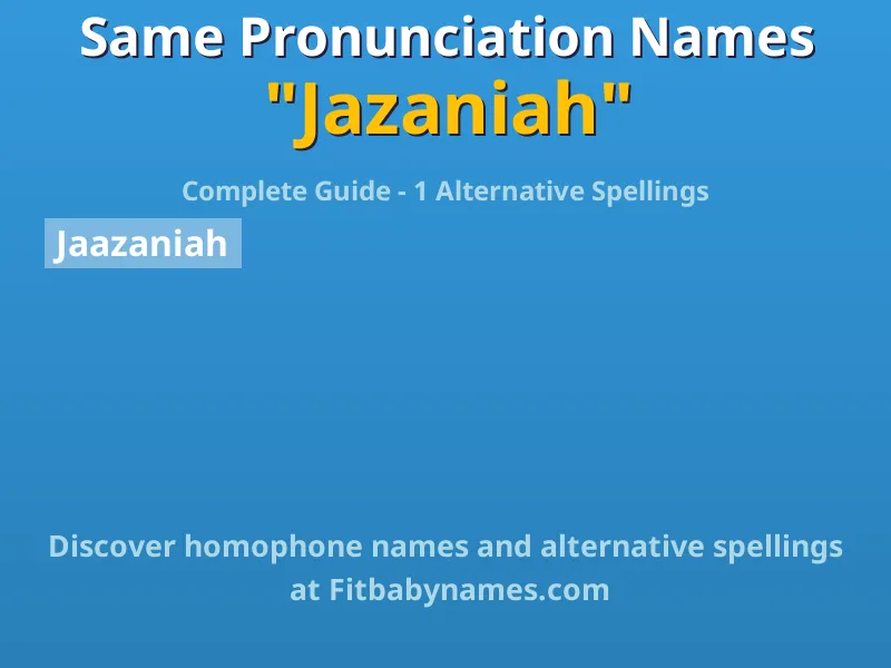 Infographic: Jazaniah same pronunciation names, similar names, and homophone names