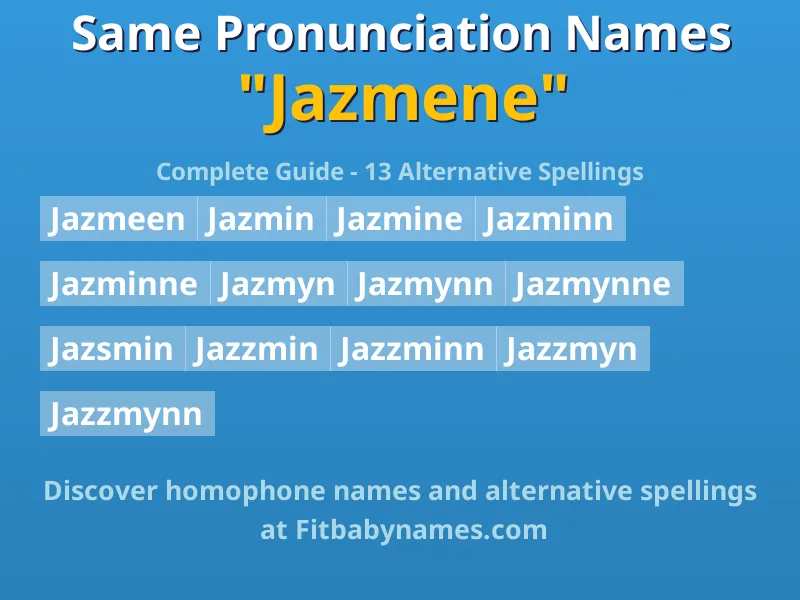 Infographic: Jazmene same pronunciation names, similar names, and homophone names