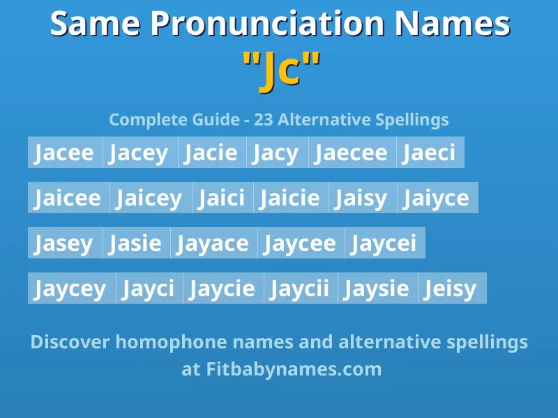 Infographic: Jc same pronunciation names, similar names, and homophone names