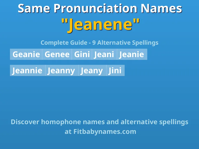 Infographic: Jeanene same pronunciation names, similar names, and homophone names