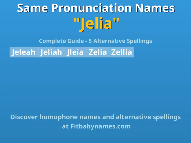 Infographic: Jelia same pronunciation names, similar names, and homophone names