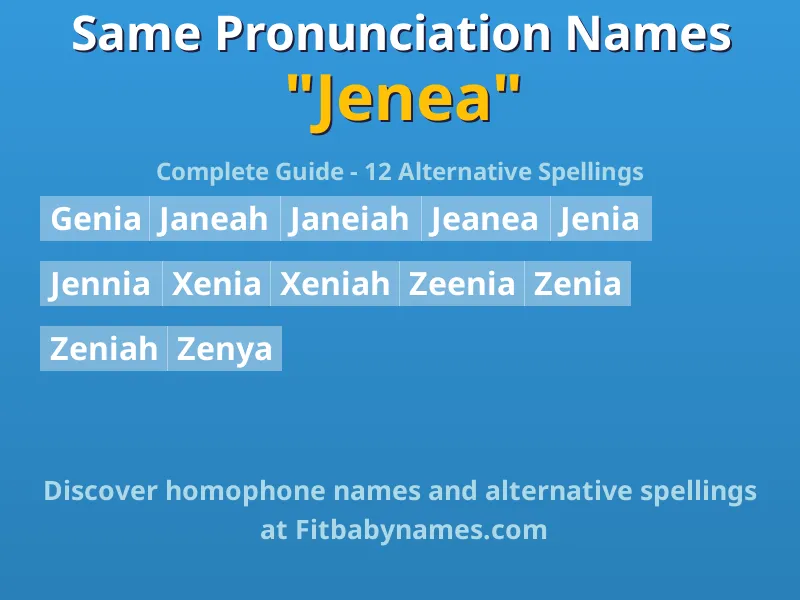 Infographic: Jenea same pronunciation names, similar names, and homophone names