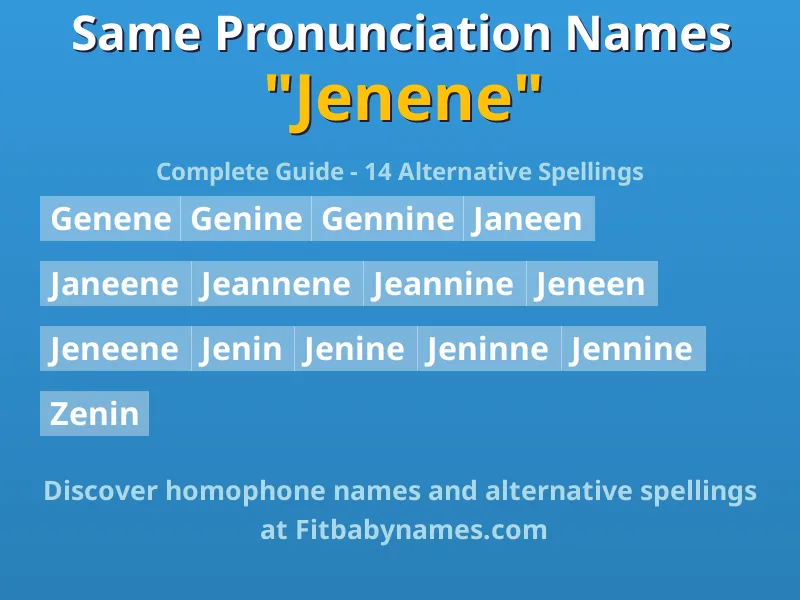 Infographic: Jenene same pronunciation names, similar names, and homophone names